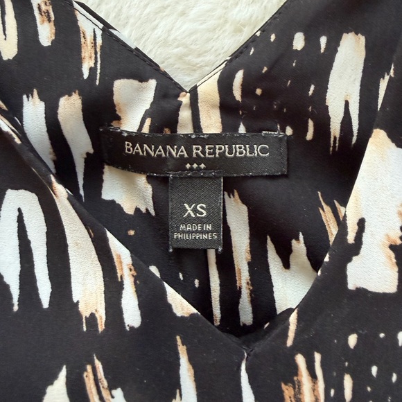 Banana Republic Midi Dress XS Black Beige Print Flowy - Picture 7 of 7